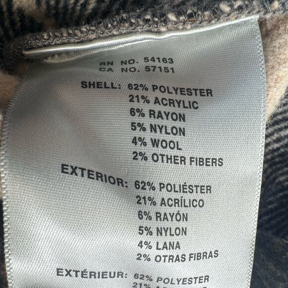 Levi's Plaid Brown Gray Belted Shirt Jacket Button Up Womens Medium Wool Blend - Picture 12 of 15